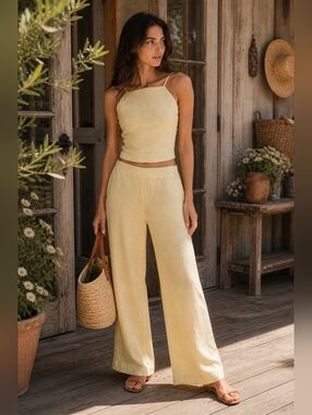NWT Free People Everything I Need linen set.